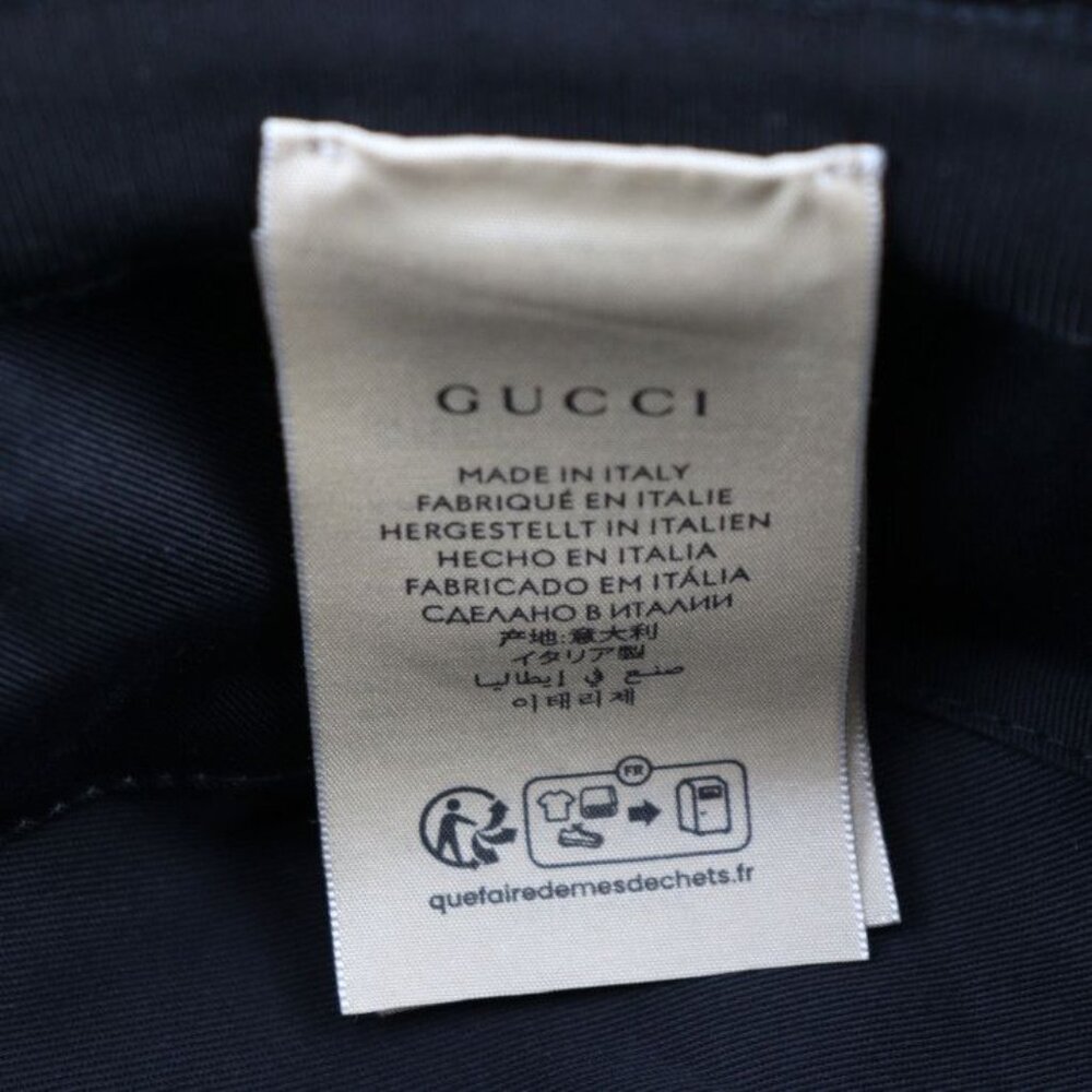 Gucci Hat Nylon Cotton Black GG Crystal Hat Bucket Hat - Picture 6 of 7